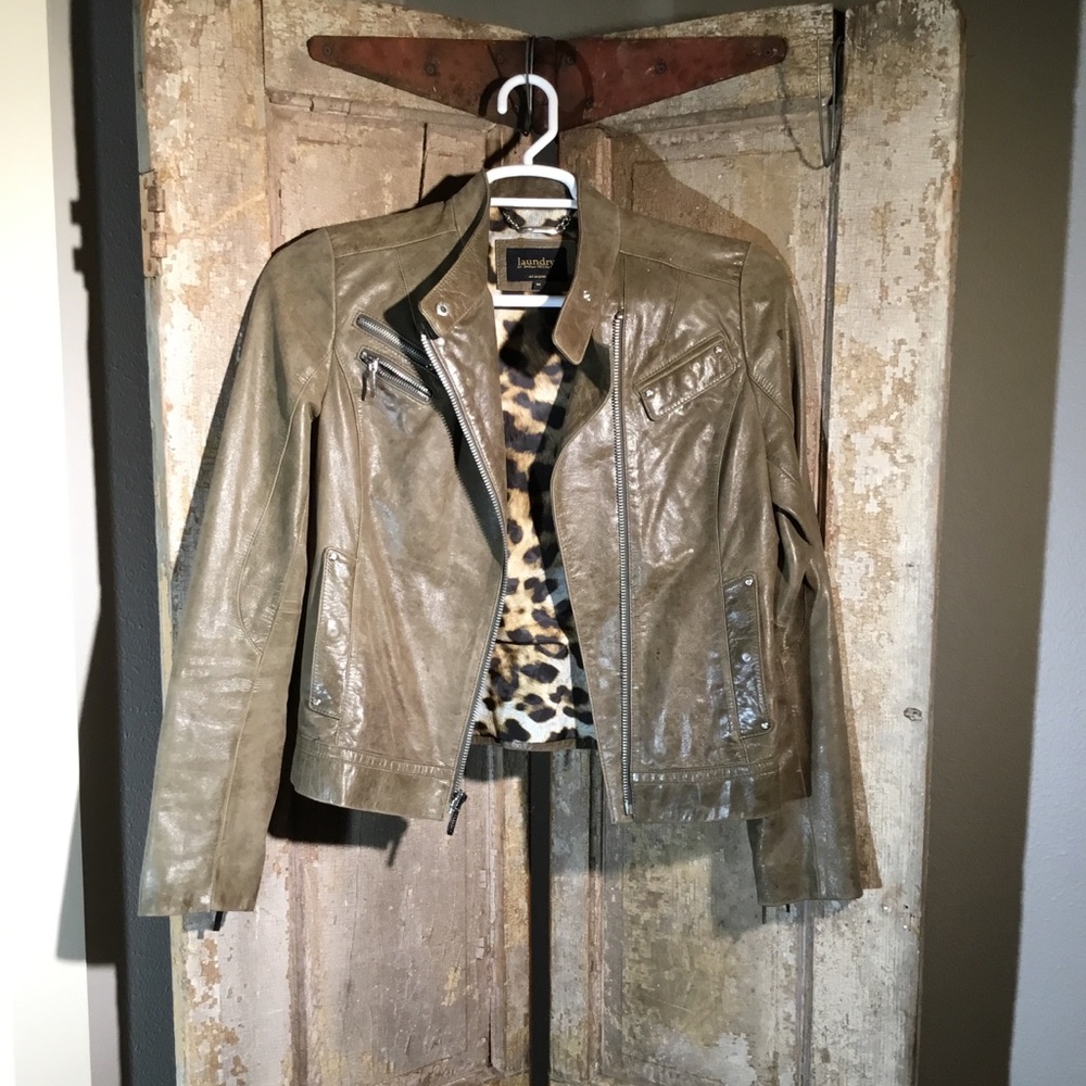 Olive green Leather jacket